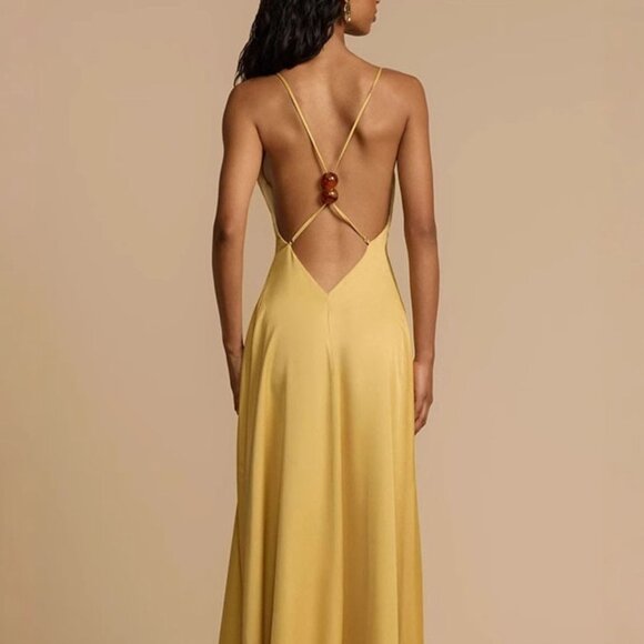 Deep V-Neck Maxi Dress | Formal Sleeveless Open Back Dress - Picture 7 of 9